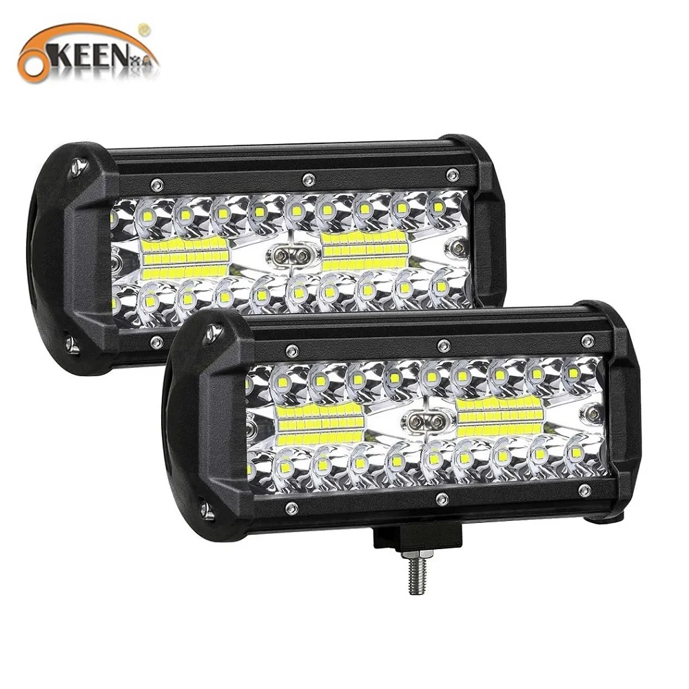 

OKEEN 7 Inches LED Light Bar Fog Light LED Spoting Flood Combo Beam Off Road Work Lights for Truck Trailer Boat Car SUV ATV RV