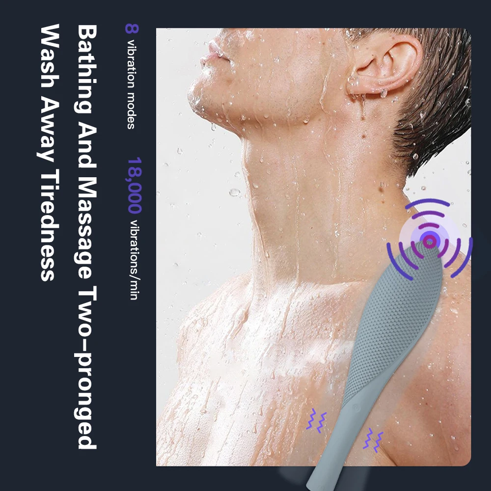 Electric Shower Brush Silicone Ultrasonic Cleaning Back Body Massage Spa Relax Vibration Body Brush Remove Exfoliating Scrub