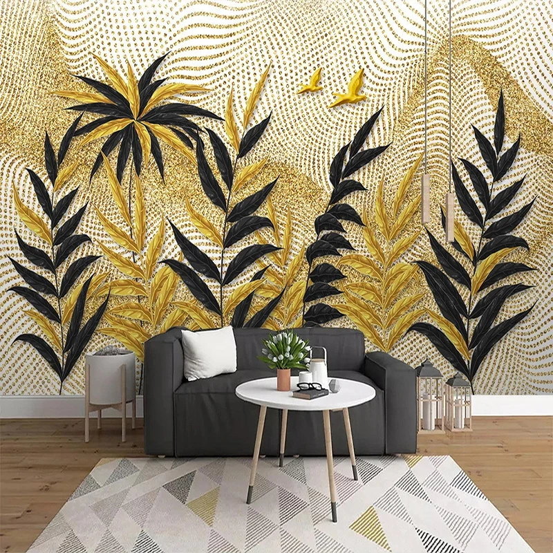 

Custom 3D Photo Wallpaper Golden Tree Leaf Mural Abstract Modern Living Room TV Background Wall Painting Wall Papers Home Decor