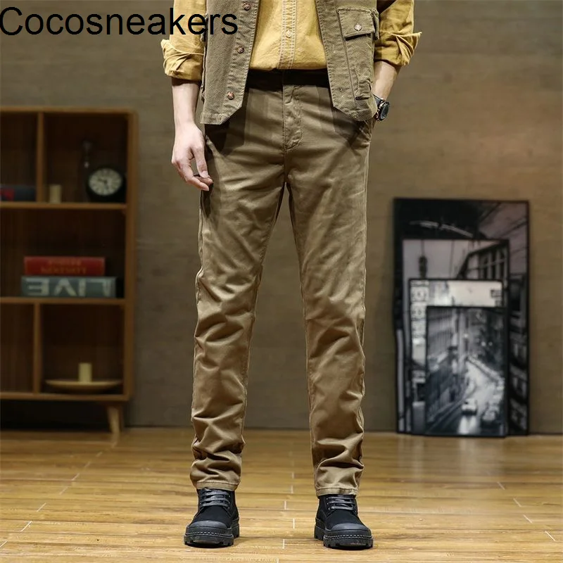 

version autumn winter washing, dyeing aging process pure color cotton elastic seasons casual pants