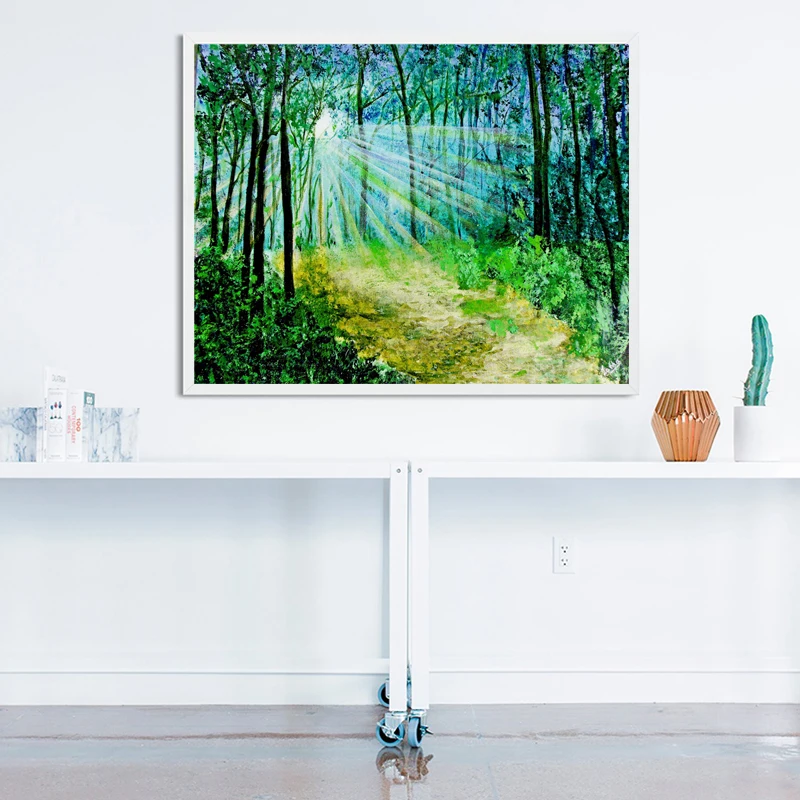 Мисти Лес холст печать абстрактный пейзаж Экстра большая картина настенные