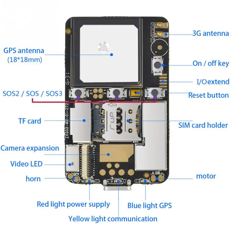 ZX808 3g gps-трекер pcba модуль 2G GSM + WCDMA gps чип отслеживания M6580 SOS I/O порт Wifi
