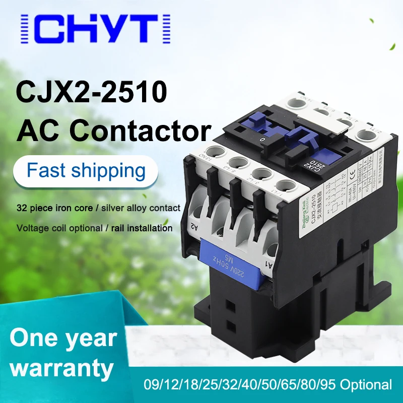 

CJX2-2510 LC1-D25 контактор переменного тока 25 A, 3-фазный, 3-полюсный, 380 В, 220 В, 110 В, 36 В, 24 В, Гц, Din-рейка с креплением 3 P + 1 без нормального открытия