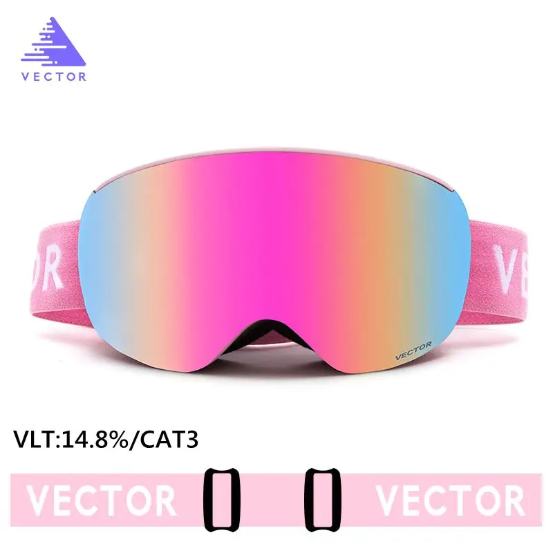 Pink Катания на лыжах, сноуборде, бренд двухслойные UV400 Анти-туман большой Лыжная маска очки для лыжного спорта мужские и женские зимние очки для катания на сноуборде - Цвет: Pink