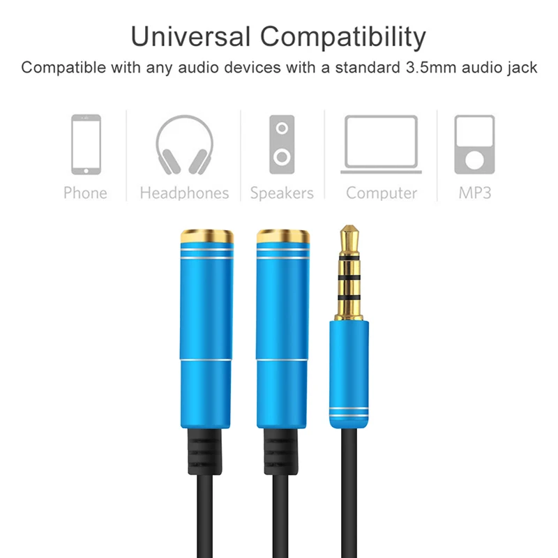 Аудиоразветвитель 3 5 мм с разъемом папа на 2 мама удлинительные кабели для