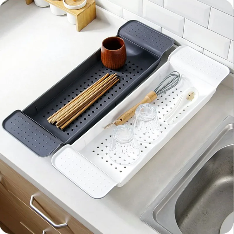 Пластиковый выдвижной держатель для слива кухонной раковины - Цена: 763,41 руб.