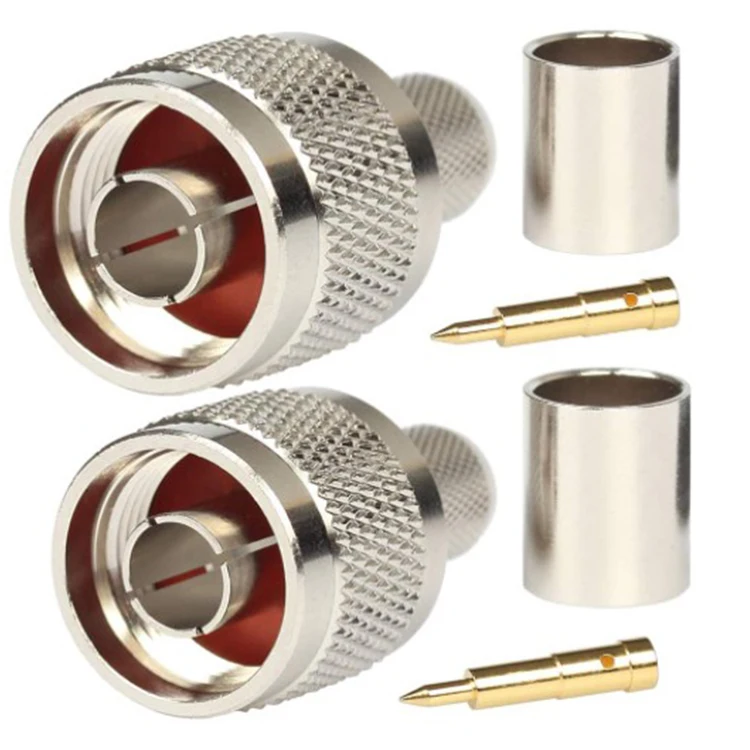 Pack of 10 N Male Plug Crimp Rf Coaxial Connector 50 Ohm for LMR400 RG8 Nickel Machined Brass Construction | Обустройство дома