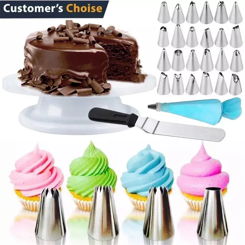 

Cake Decorating Tools 45 Pcs Cake Turntable Stainless Steel Nozzle Spatula Silicone Decorative Pen TPU Pastry Bag Confeitaria