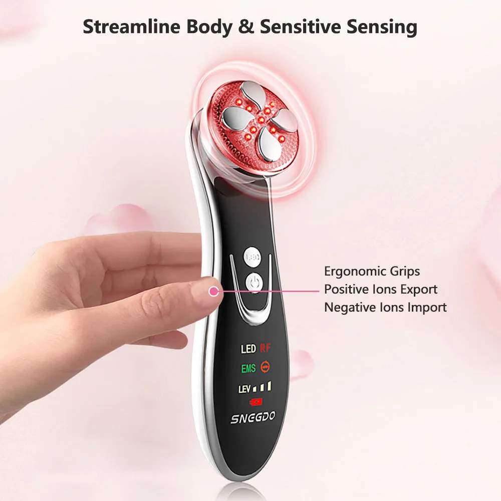 

5 in 1 RF Facial Massager EMS Radio Mesotherapy Frequency Import LED Digita Face Skin Tightening Firming Rejuvenation