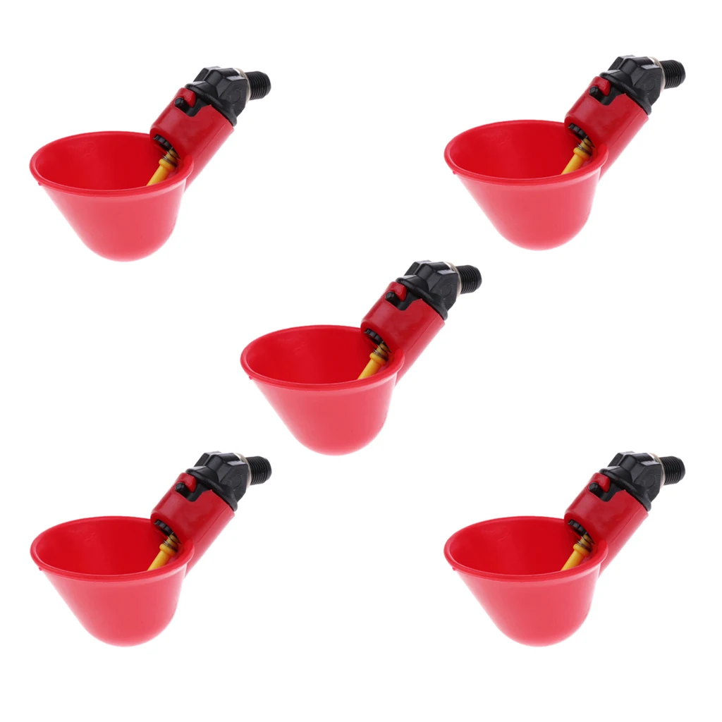 

5x Automatic Pigeon Drinkers Waterers Cups Feeder Bowls for Cage Coop Red