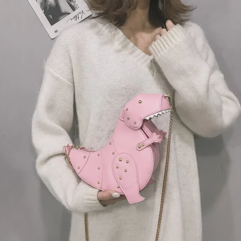 

Bag Cute Fashion 3D Dinosaur Pattern Designer Bags Leather Chain Purse And Handbags For Women Mini Shoulder Crossbody 2021 New