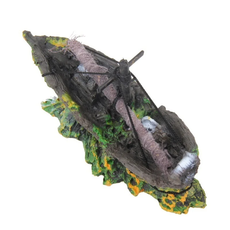 Resin Home Aquarium Ornament Wreck Sunk Ship Sailing Boat Destroyer Fish Tank Decoration | Дом и сад