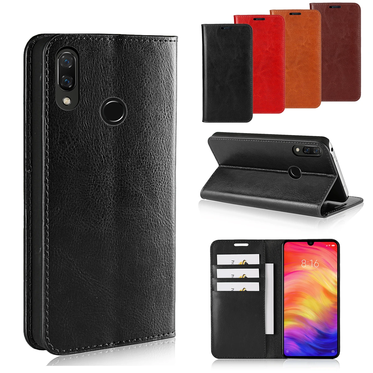 Для Xiaomi Redmi Note 7 mi 9 9SE K20 Pro 7A Crazy Horse зернистый чехол из натуральной кожи