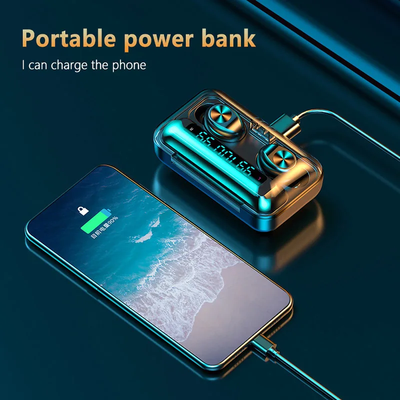 

Bluetooth 5.0 Earphones 2200mAh Charging Box Wireless Earphone 9D Stereo Sports Waterproof Earbuds Headsets With Microphone