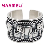 new punk tendy 925 sterling silver ring open adjustable vintage engagement elephant shape jewelry for men women party