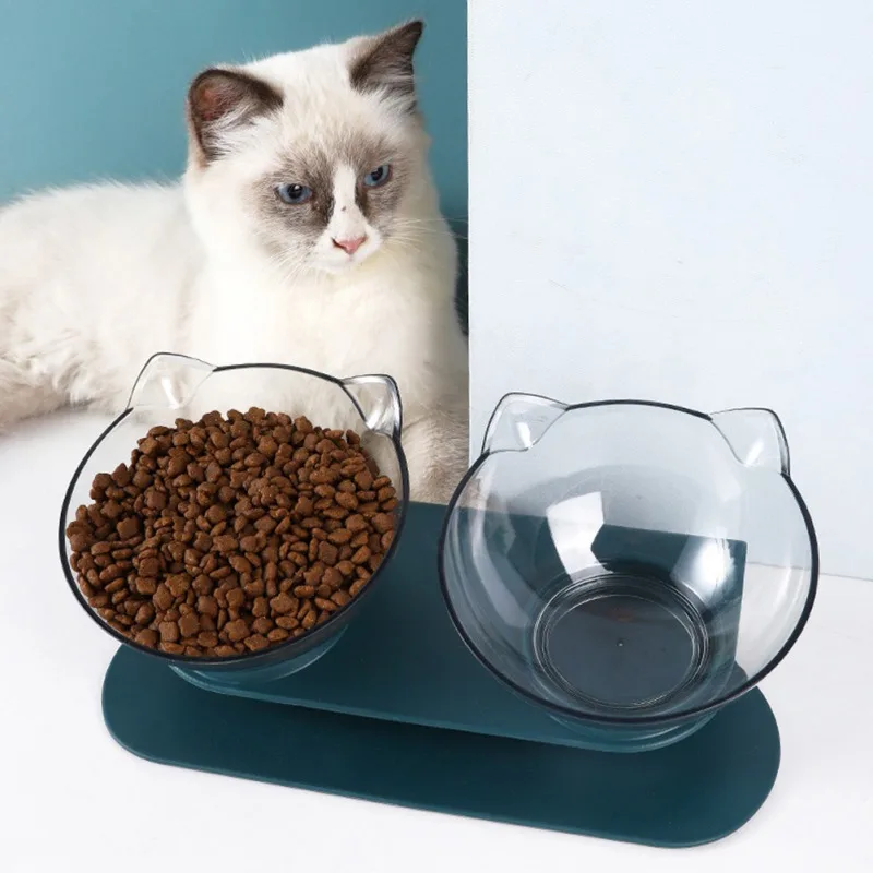 

Double Dog Cat Bowls with Anti Slip Stand 30 Degree Tilted Elevated Feeders Cute Pet Food Feeding Water Cats Feeder Bowl