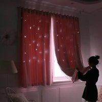 hole free installation window curtains for bedroom full shading simple self adhesive type window sheer curtains cloth