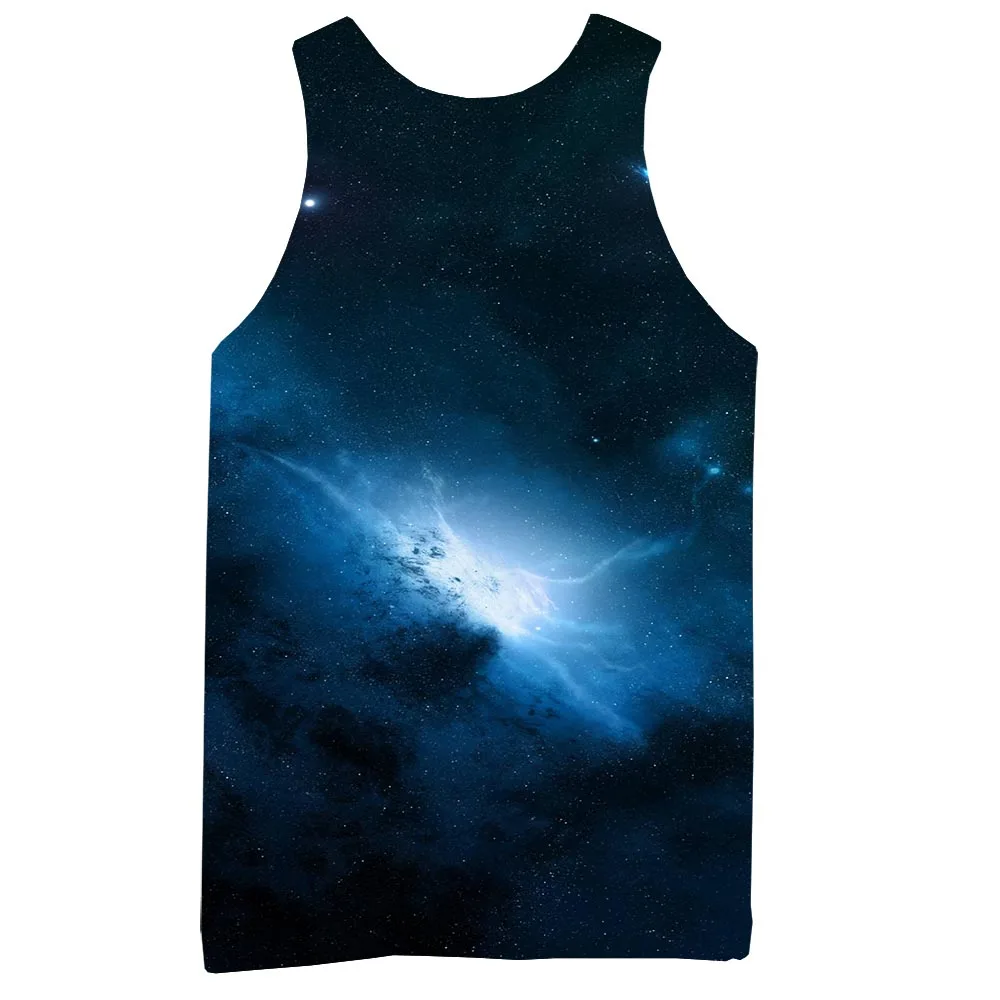 

Galaxy Tank Top For Men 3D Print Sleeveless Space Pattern Top Graphic Tees Blue