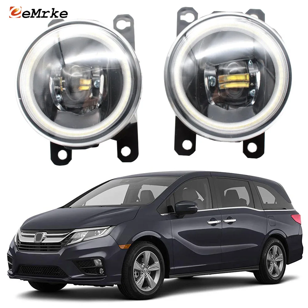 

2x LED Angel Eye DRL Daytime Running Lights for Honda Odyssey 2018 2019 Fog Lights Cut-Line Lens Car Styling Fog Lamp Assembly