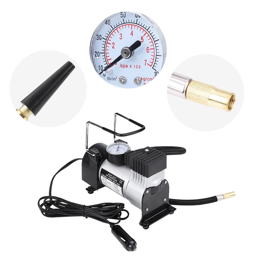 Heavy Duty 12V Portable 100PSI Car Tyre Auto Tire Inflator Pump Air Compressor For Bike Tyres Athletic Balls Inflate |