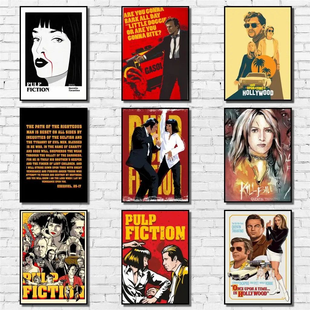 

44 дизайна, кино Квентин Тарантино, плакат из белой бумаги, абстрактная забавная красивая наклейка на стену для кофейни, бара 3