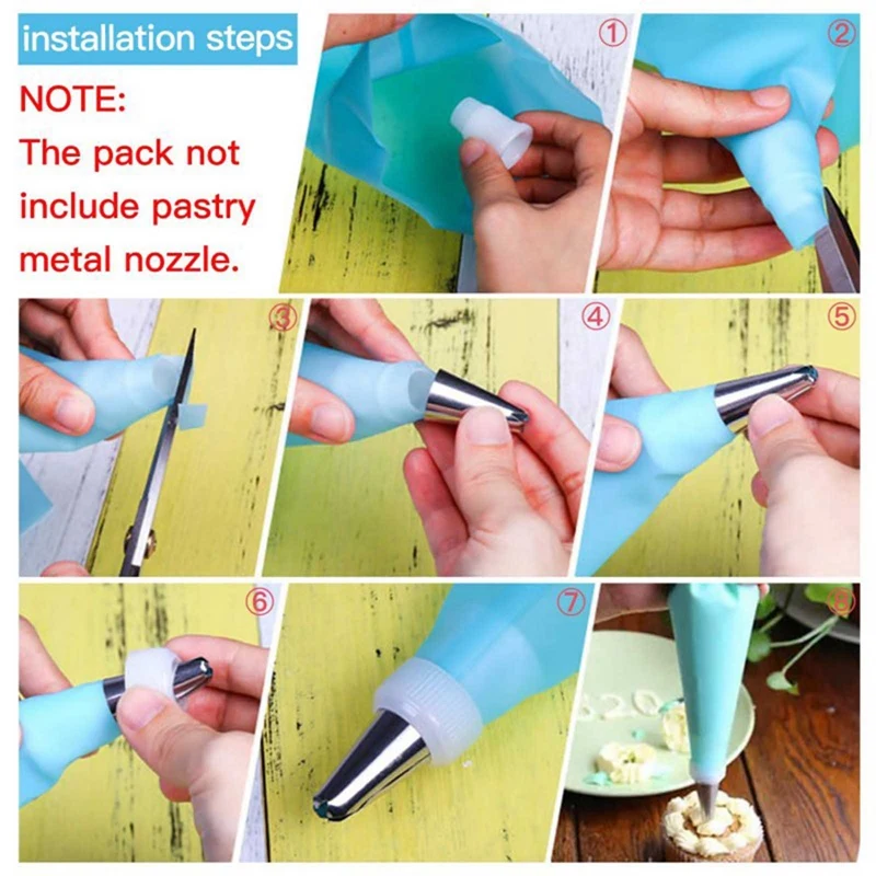 

1pc Confectionery Bag Silicone Icing Piping Cream Pastry Bag Nozzle DIY Cake Decorating Baking Decorating Tools for Cake Fondant