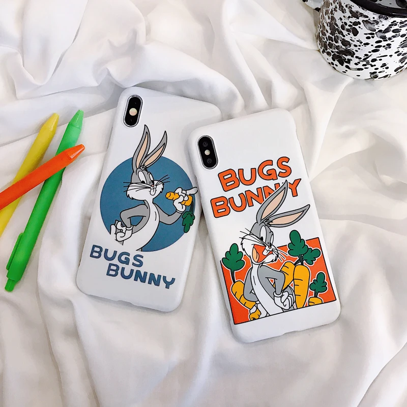 For Iphone 6 7 8 S Plus X XR XS XSMAX Funny Cartoon Bugs Bunny Apple Phone Fitted Case TPU Silicone Smooth Anti-Dust Protector |