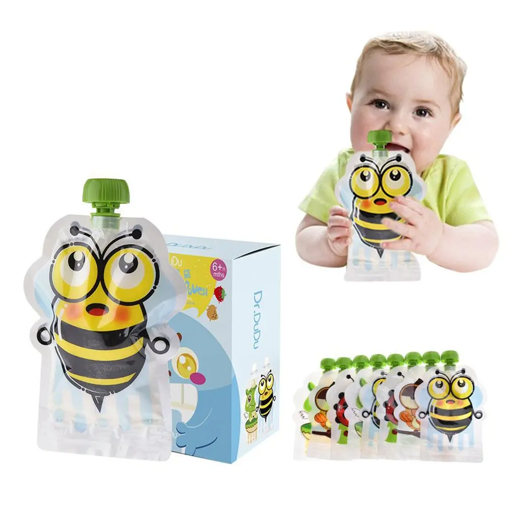 Bolsa de almacenamiento de alimentos para ni&ntilde;os, bolsa de almacenamiento de pulpa de pur&eacute; casero, sellada, reutilizable y port&aacute;til, 8 piezas-4