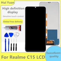 original 6 5 for realme c15 rmx2180 lcd display touch screen assembly with frame