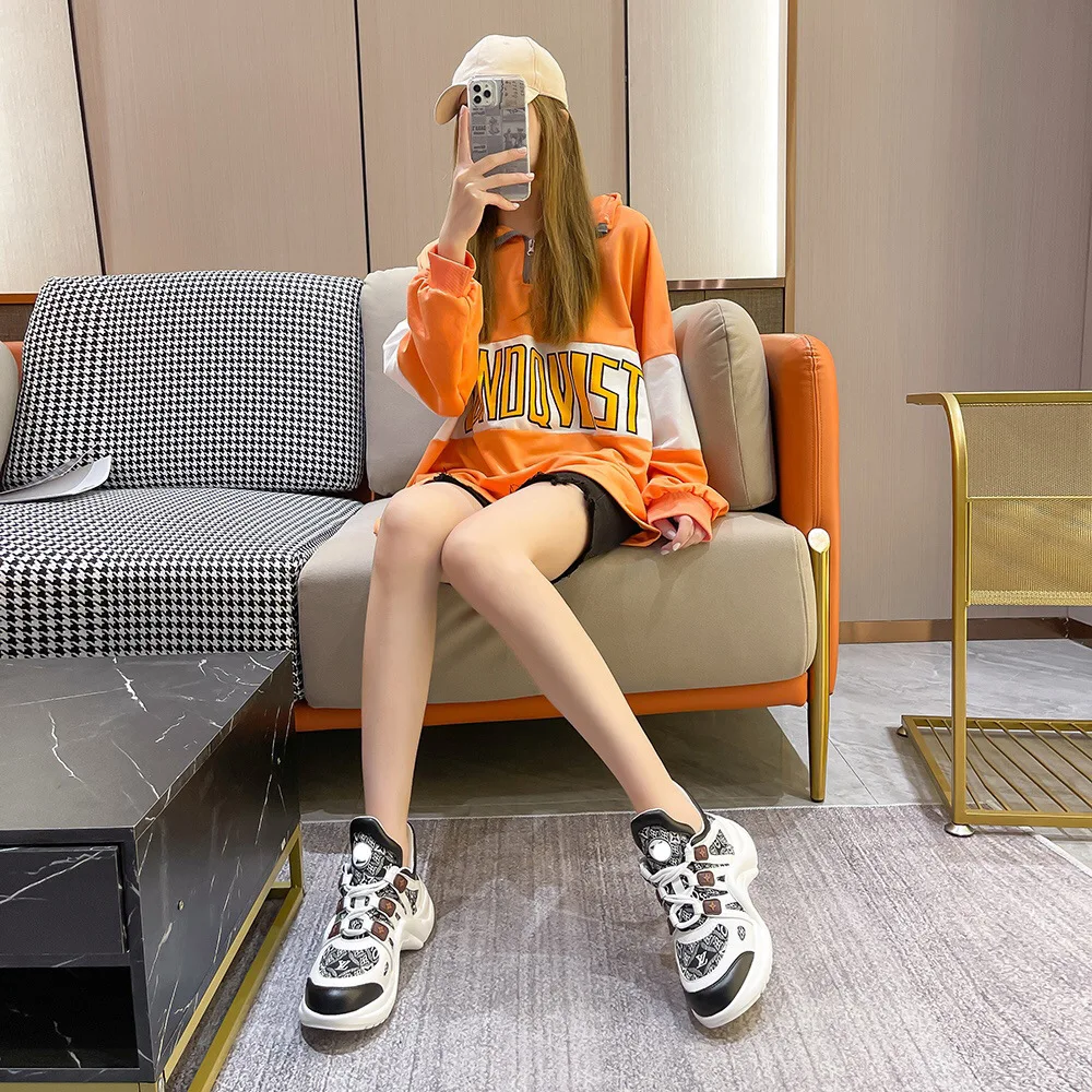 

Thick-soled Father Shoes Female 2021 New Show Thin High Sneakers Net Red Women's Shoes Fashion Fairy Shoes Shoes Woman