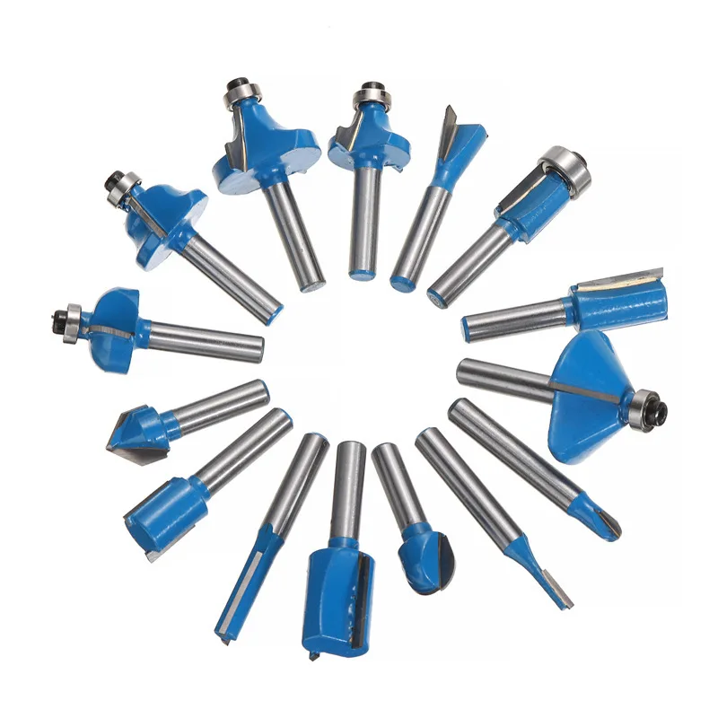 15 шт./компл. синие деревообрабатывающие фрезы 6 35 мм хвостовик карбидная фреза для