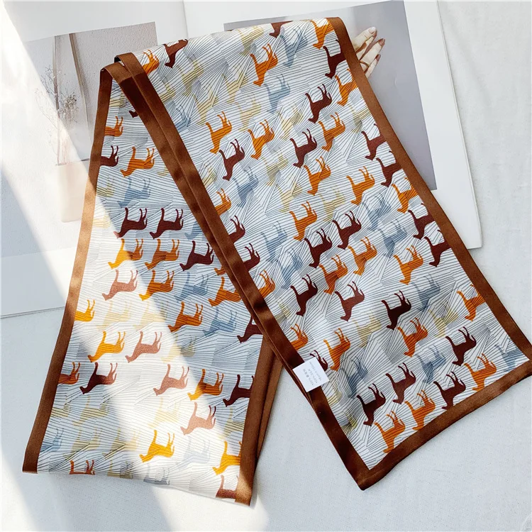 

Женский шарф с принтом «лошади», 100% шелк, два слоя