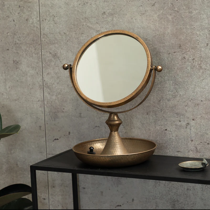 Зеркало для макияжа на одно лицо ручной работы с круглой ювелирной тарелкой