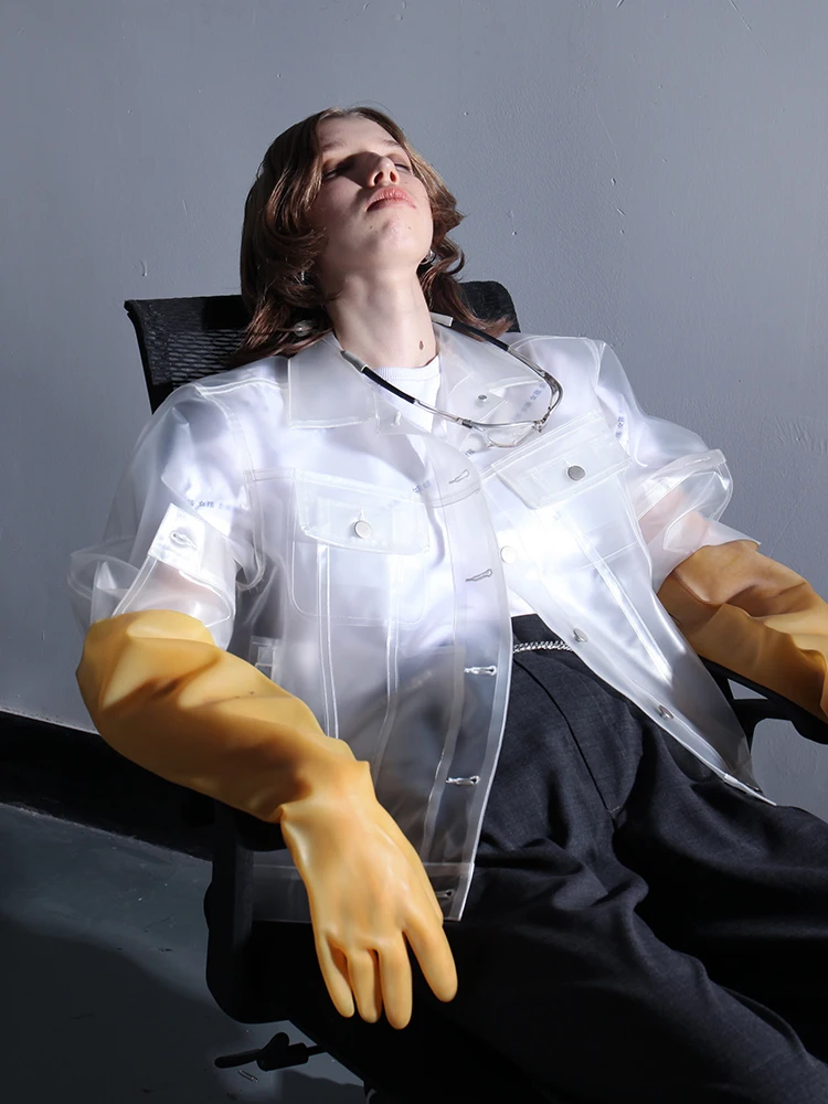 DEAT 2020 новый специальный дизайн ПВХ пэтчворк ПУ куртка отложной воротник