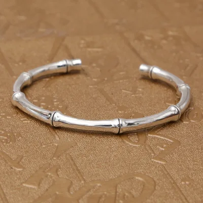 

Adjustable Bangle 925 sterling silver Inspirational jewelry Women Bamboo festival Opening Bracelet Bangle