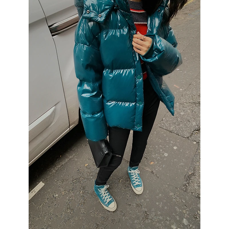 2019 зимняя женская куртка-пуховик свободный короткий пуховик белый 90% утиный пух