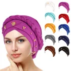 Модный Африканский женский тюрбан, шапка, бисер, головной платок, женская шапка, мусульманская шапка, искусственный жемчуг, головной платок, Аксессуары для мотоцикла