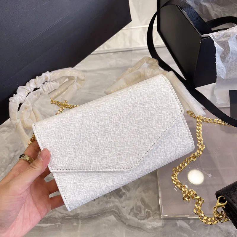 

With logo Simplicity Casual women bag fashion Solid color Clutch Envelope bag high quality Chain One shoulder Messenger bag