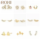 Женские серьги-гвоздики ROXI из стерлингового серебра 925 пробы с белым цирконием