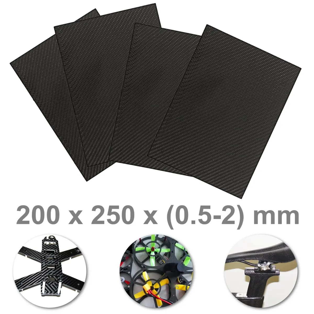 

0,5-2 мм 200X250 мм 3K матовая углеродная поверхность панель листы высококомпозитный твердый материал углеродное волокно панель для радиоуправля...