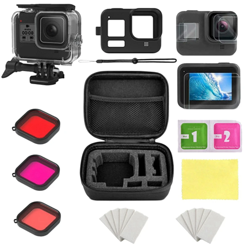 Набор аксессуаров для Gopro Hero 8 водонепроницаемый корпус/коробка