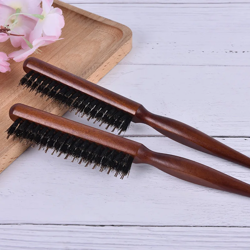 Щетка для волос с деревянной ручкой натуральный Кабан пушистая щетина расческа
