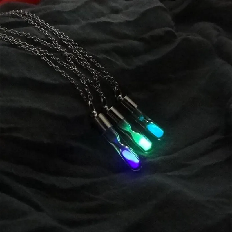 Креативный дизайн светящееся ожерелье для женщин песочные часы Хрустальная