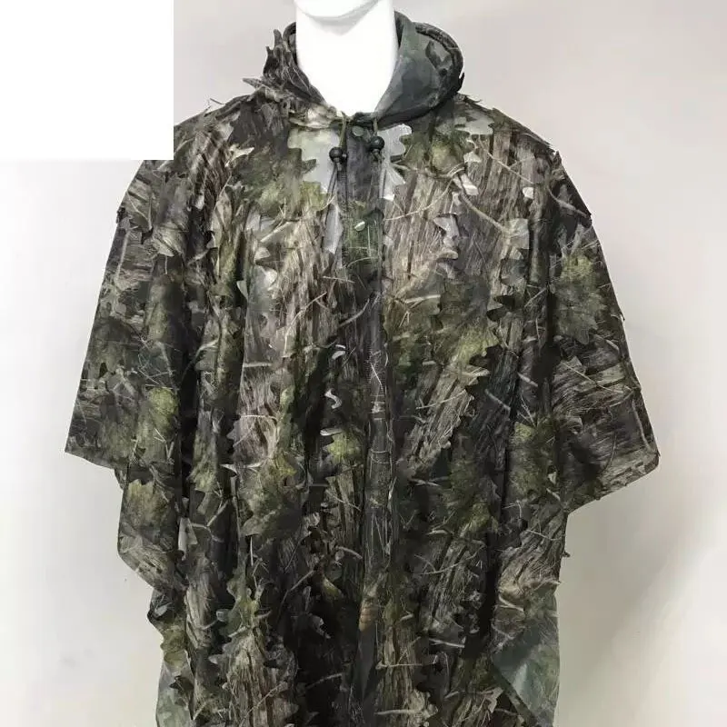 

3D Outdoor Hunting Camouflage Clothes With Cap Jungle Cloak Poncho Camo Bionic Leaf For Sniper Photography