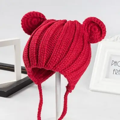 Милая зимняя детская шапка для маленьких мальчиков и девочек теплая шерстяная с