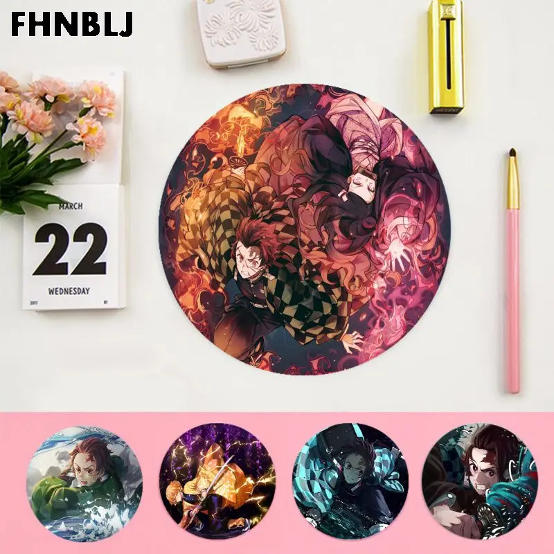 Нескользящие игровые коврики для ПК с рассеивателем демонов Kimetsu no Yaiba Круглый