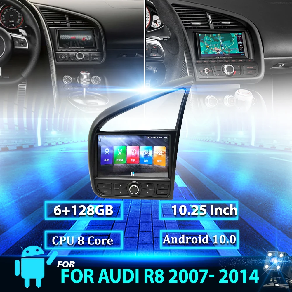 

Автомагнитола на Android, 10,25 дюйма, DVD, мультимедийный плеер для Audi R8 2007- 2014, RHD, LHD, DVD, Android, автомобильный аудиомагнитофон 2din