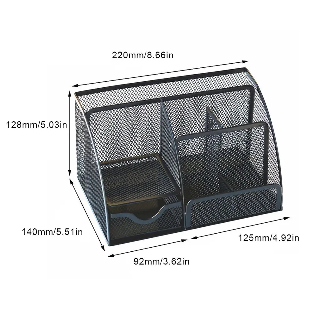 

New Metal Pen Holder Pen Barrel Student Multi-Functional Stationery Creative Desktop Iron Net Nine Grid Combination Storage Box