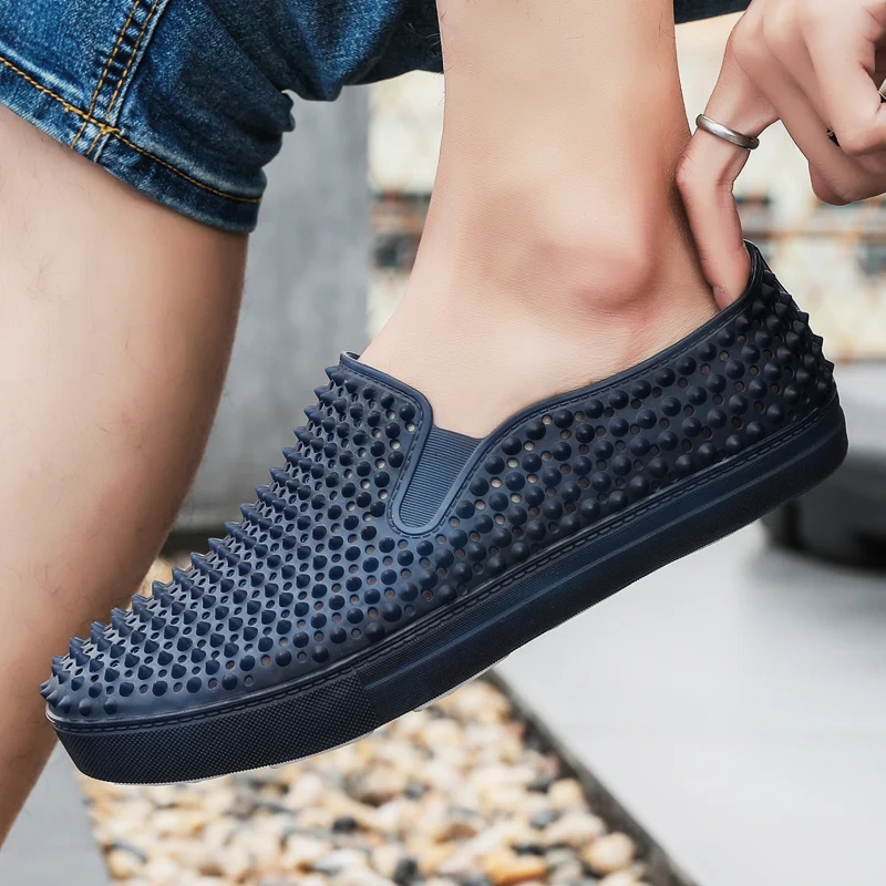 Повседневная мужская обувь с ногтями лоферы без шнуровки дышащая пляжная