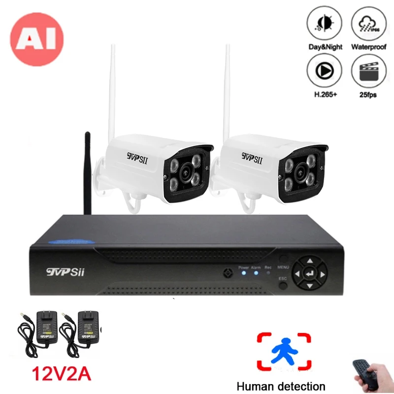 5mp/4mp белый 4 шт Массив светодиодов Водонепроницаемый аудио H.265X 25fps AI человека